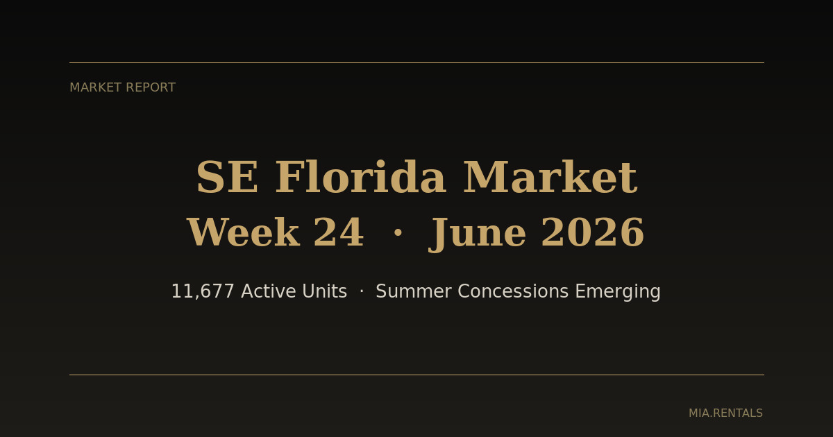 South Florida rental market report week 24 June 2026 — Miami-Dade rent trends vacancy rates